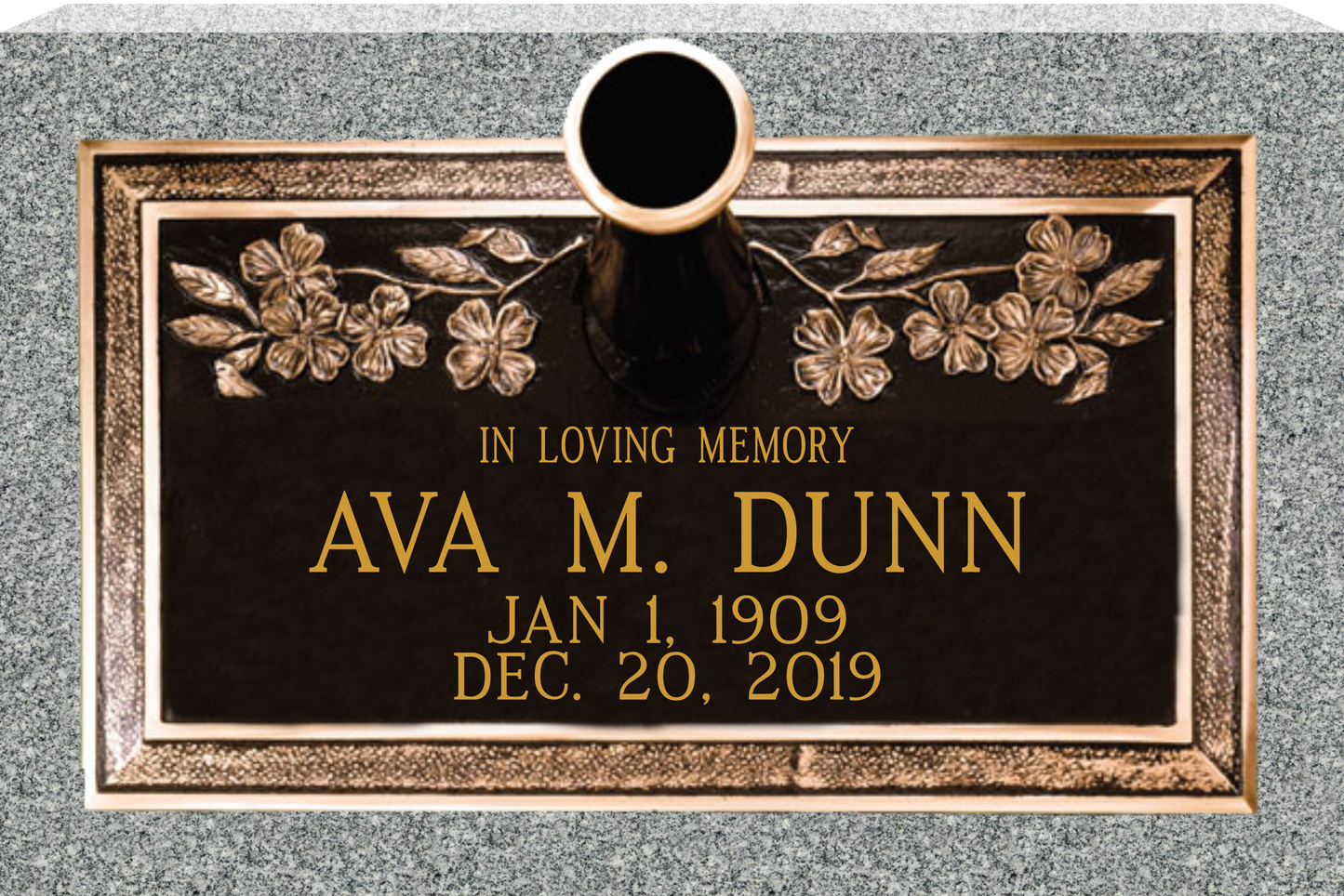 24" x 14" bronze marker with granite backer