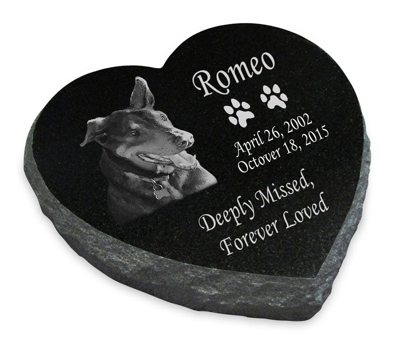 Granite Heart Flat Pet Memorial